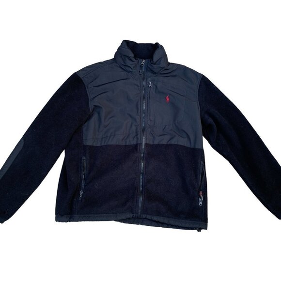 VINTAGE Polo Ralph Lauren Fleece Jacket XL Black - Picture 1 of 6